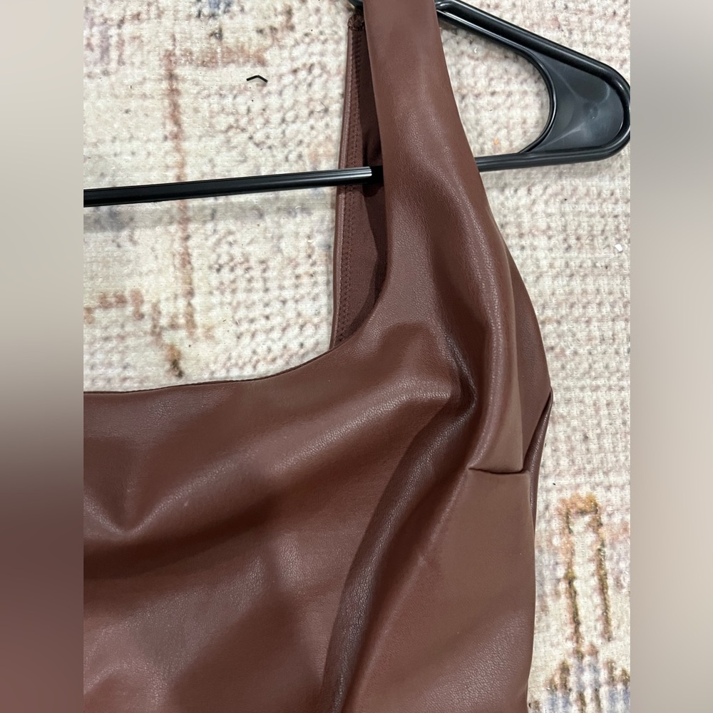 SKIMS faux leather scoop neck body suit- cocoa - Picture 3 of 7